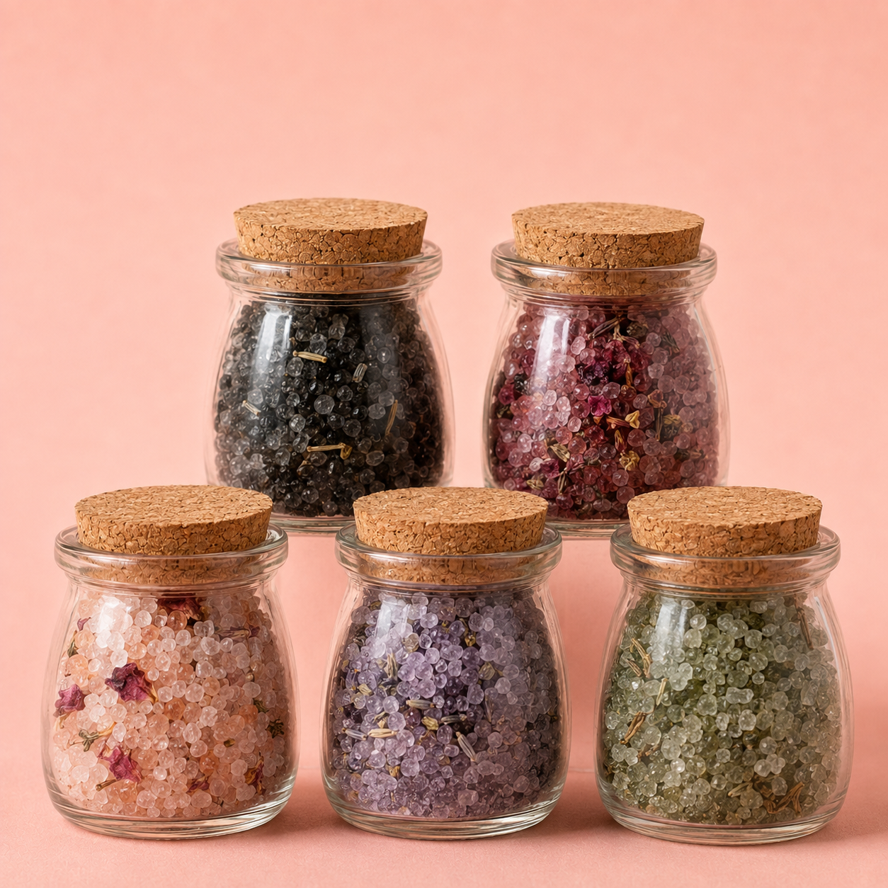 Coloured Ritual Salt Jars With Gold Spoon | Spell Work Supplies