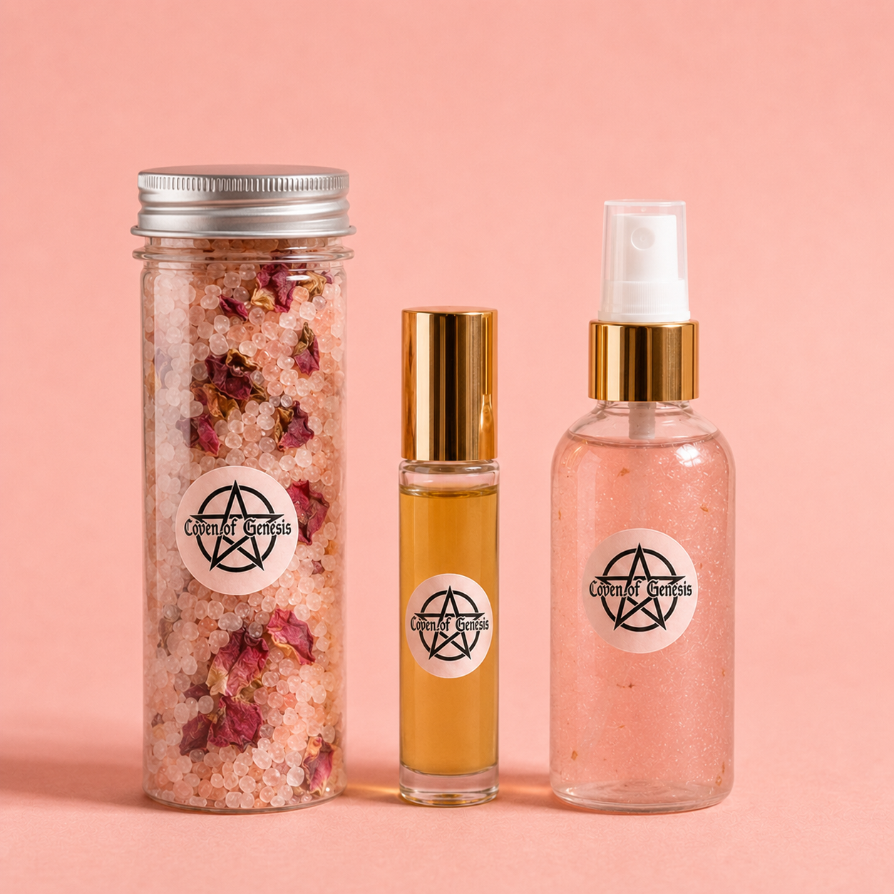 Self Love Ritual Gift Set | Bath Salts, Perfume Oil Roller & Pink Shimmer Body Spray