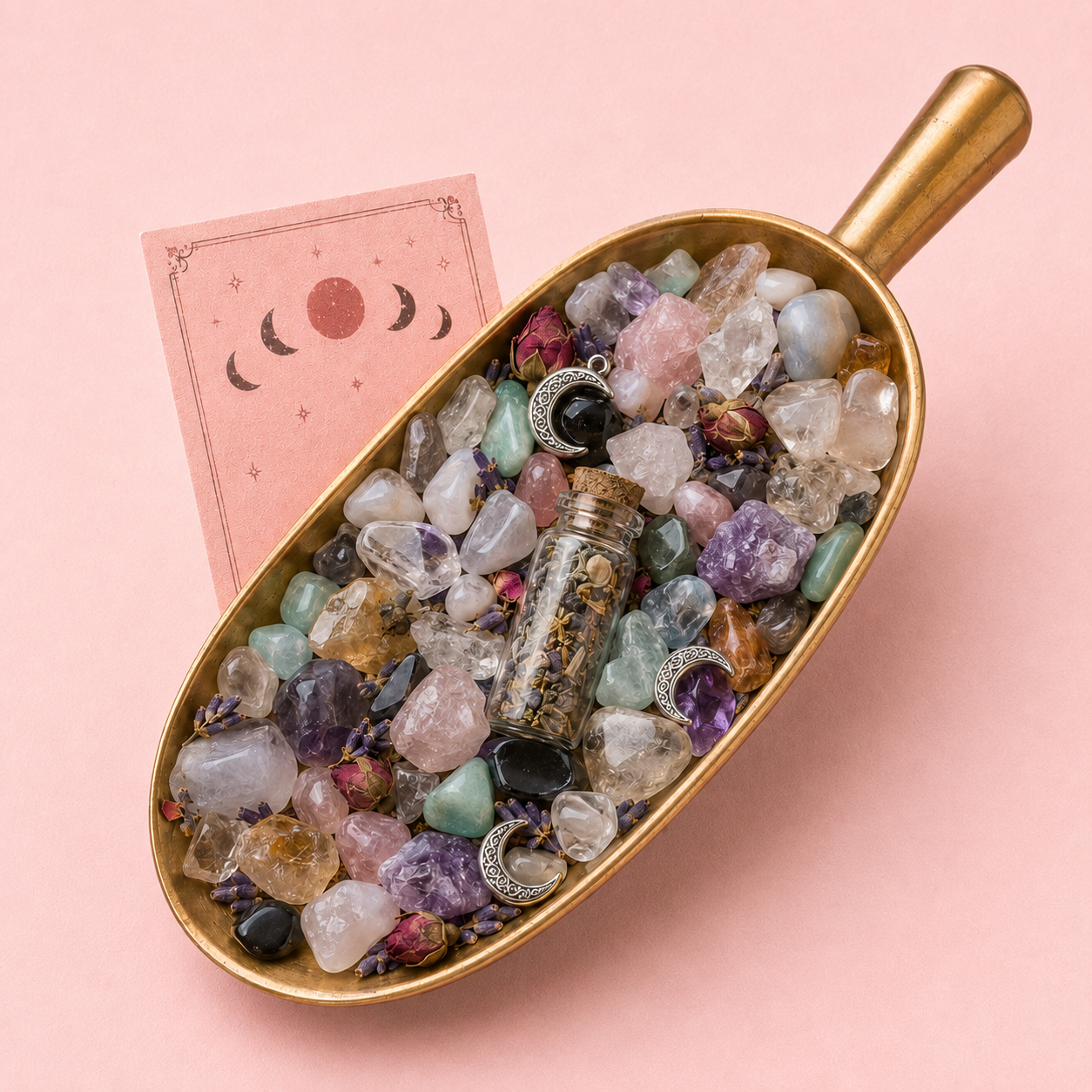 Moon Phase Crystal Scoop | Lunar Mystery Crystal Bag