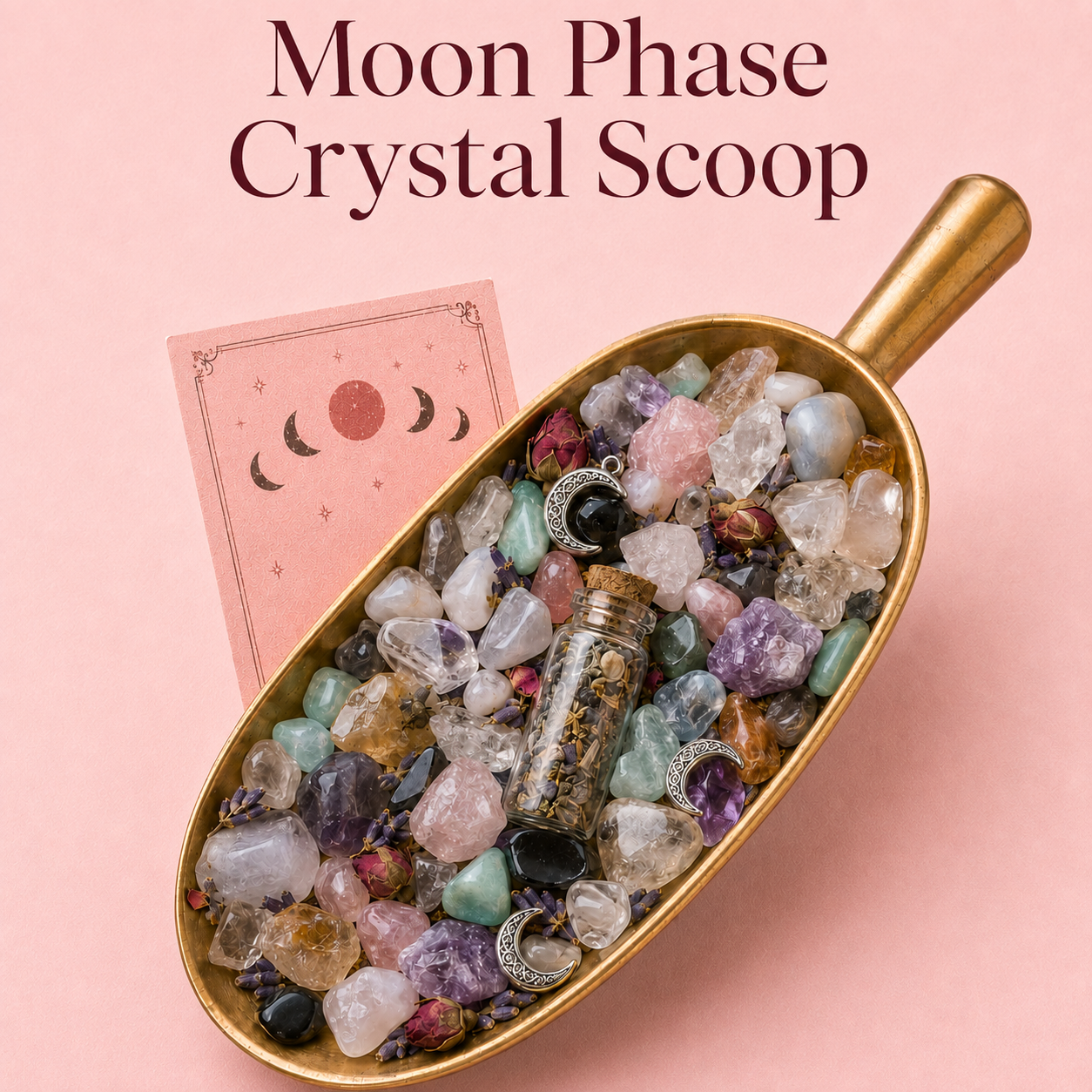 Moon Phase Crystal Scoop | Lunar Mystery Crystal Bag