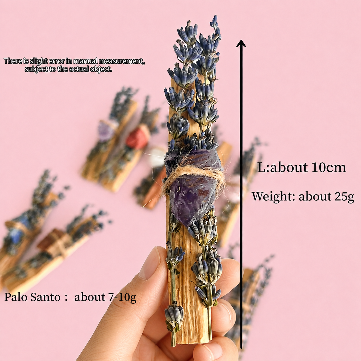 Crystal Palo Santo & Lavender Cleansing Stick with Healing Crystal