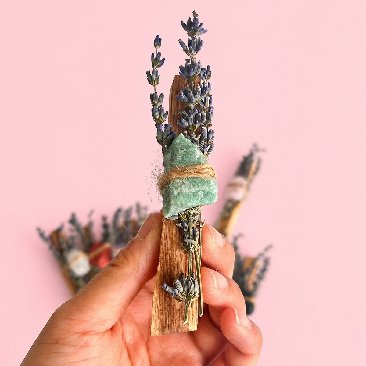 Crystal Palo Santo & Lavender Cleansing Stick with Healing Crystal