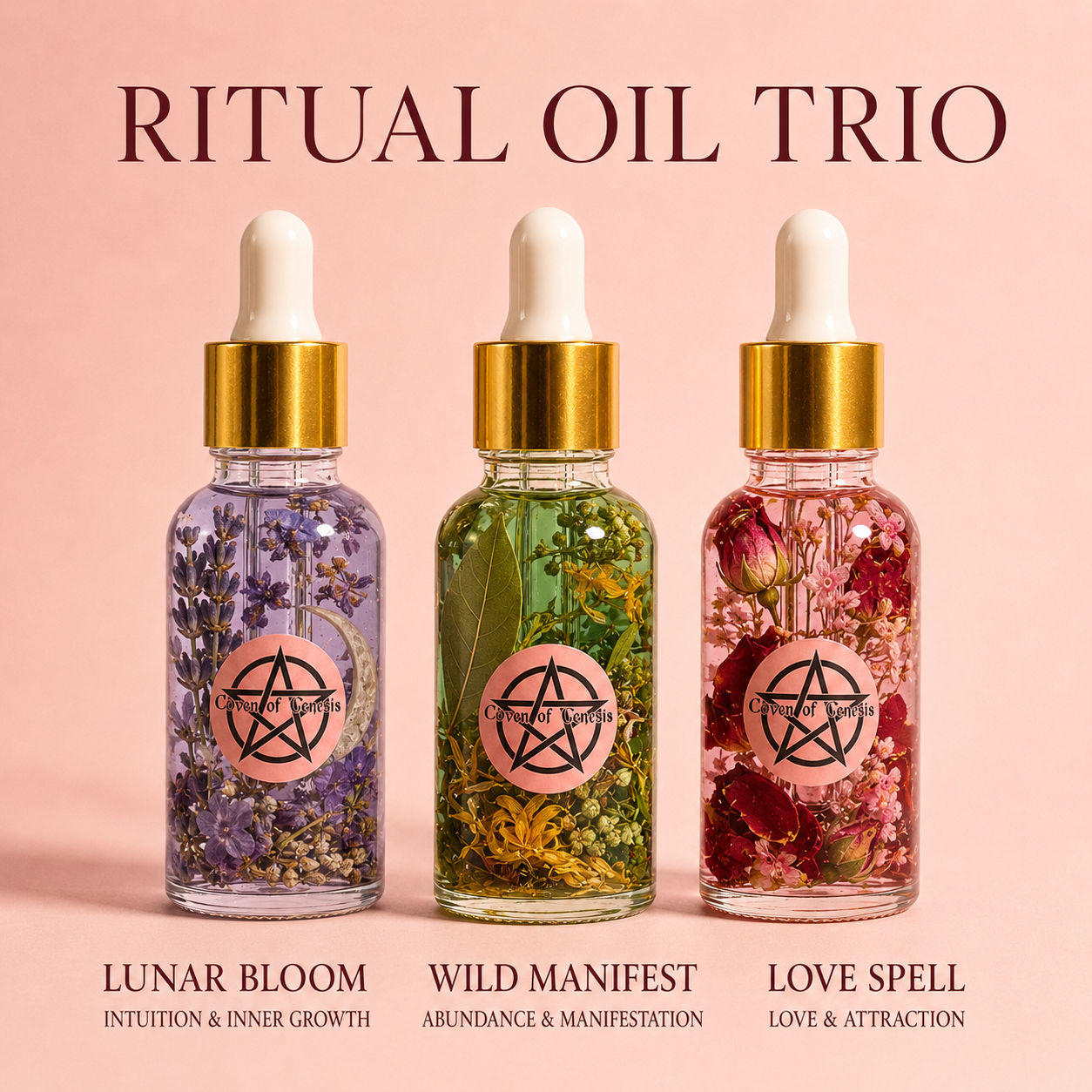 Ritual Oil Trio | Love, Abundance & Intuition Spell Oils