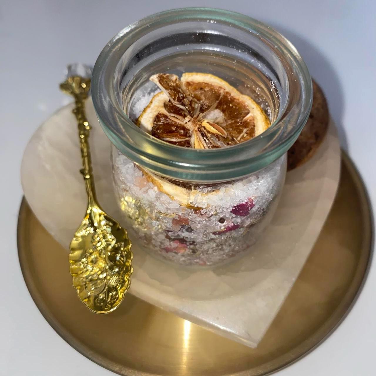 Handmade Intention Bath Salts 100ml – Ritual Blend with Gold Spoon
