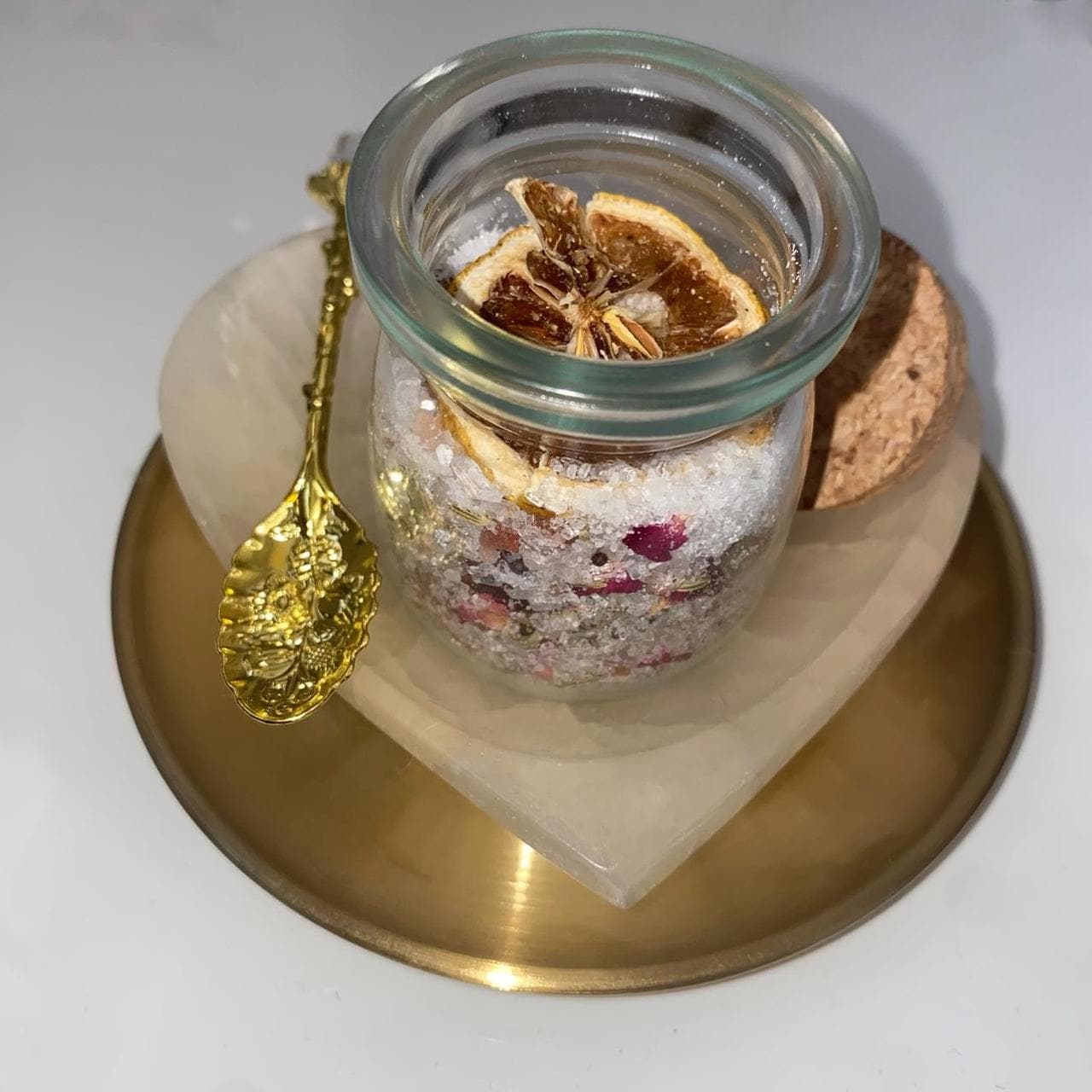 Handmade Intention Bath Salts 100ml – Ritual Blend with Gold Spoon