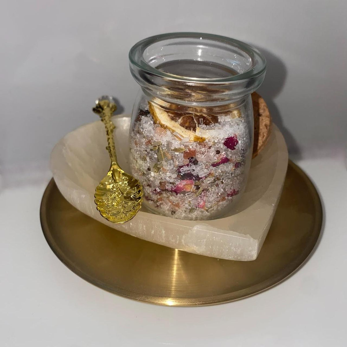 Handmade Intention Bath Salts 100ml – Ritual Blend with Gold Spoon