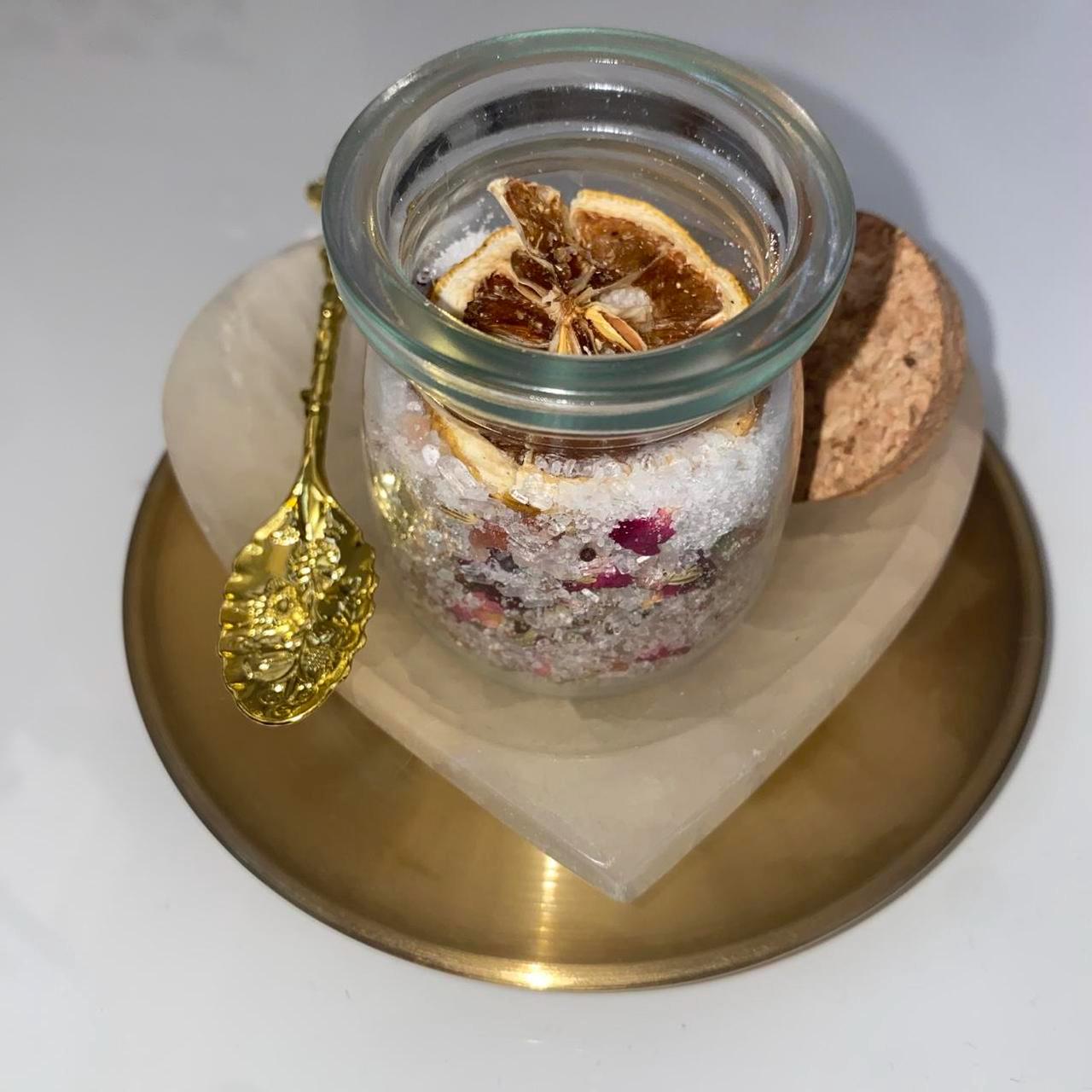 Handmade Intention Bath Salts 100ml – Ritual Blend with Gold Spoon