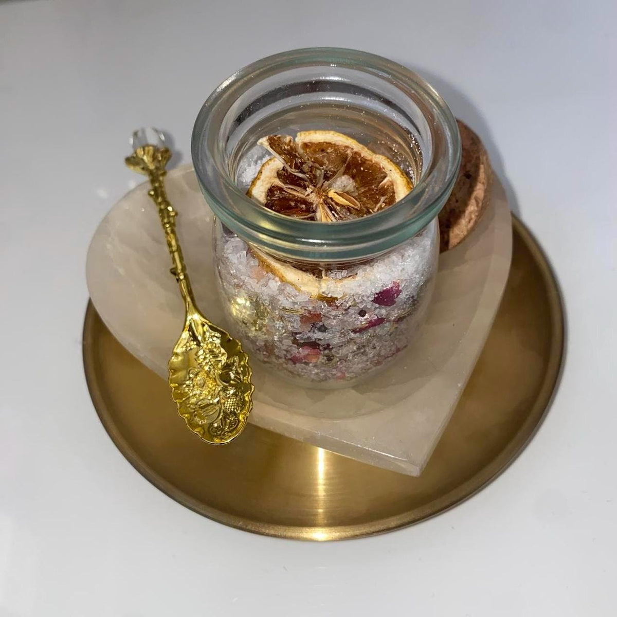 Handmade Intention Bath Salts 100ml – Ritual Blend with Gold Spoon