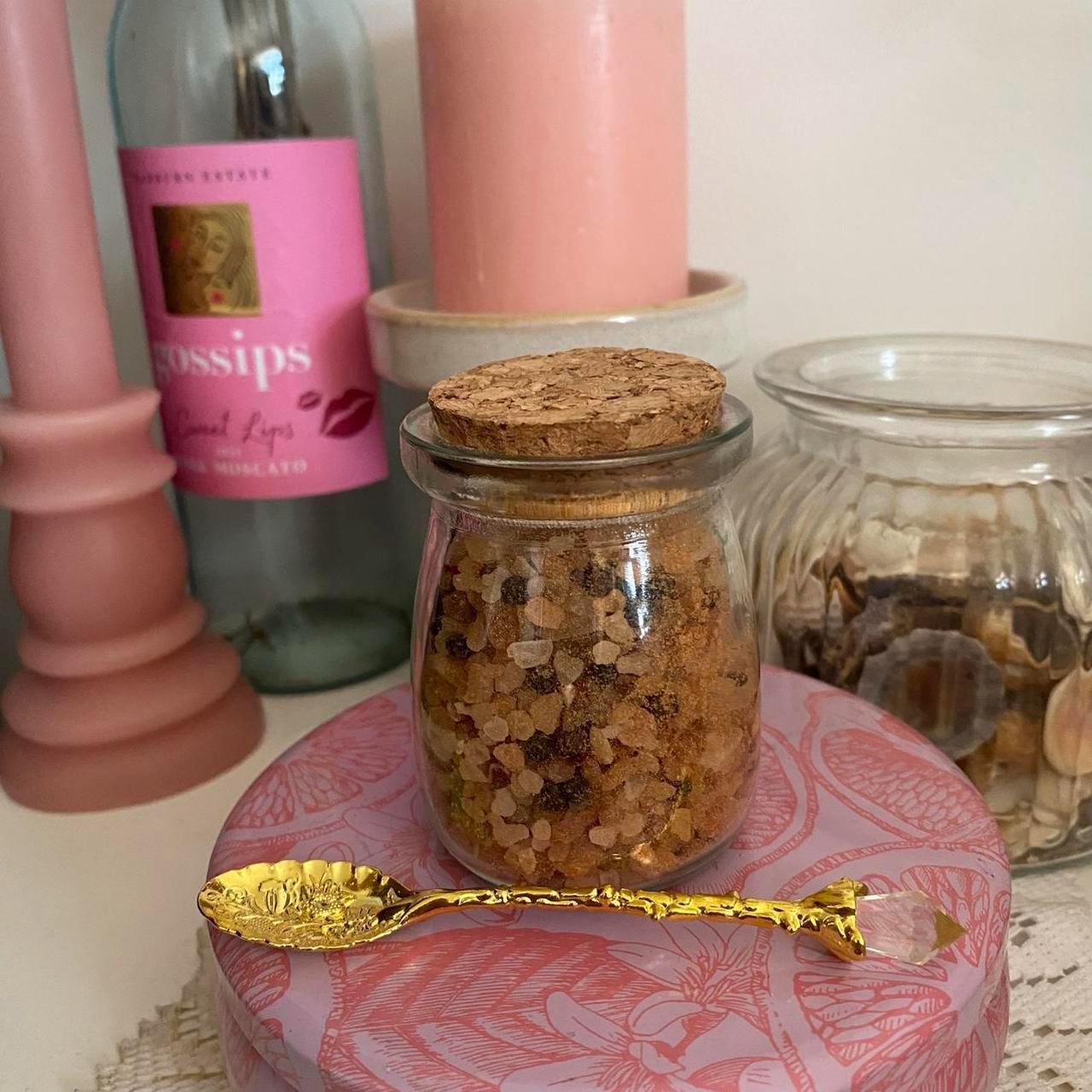Handmade Salt Ritual Jar 100ml, Gold Spoon, Witchcraft Altar Tools