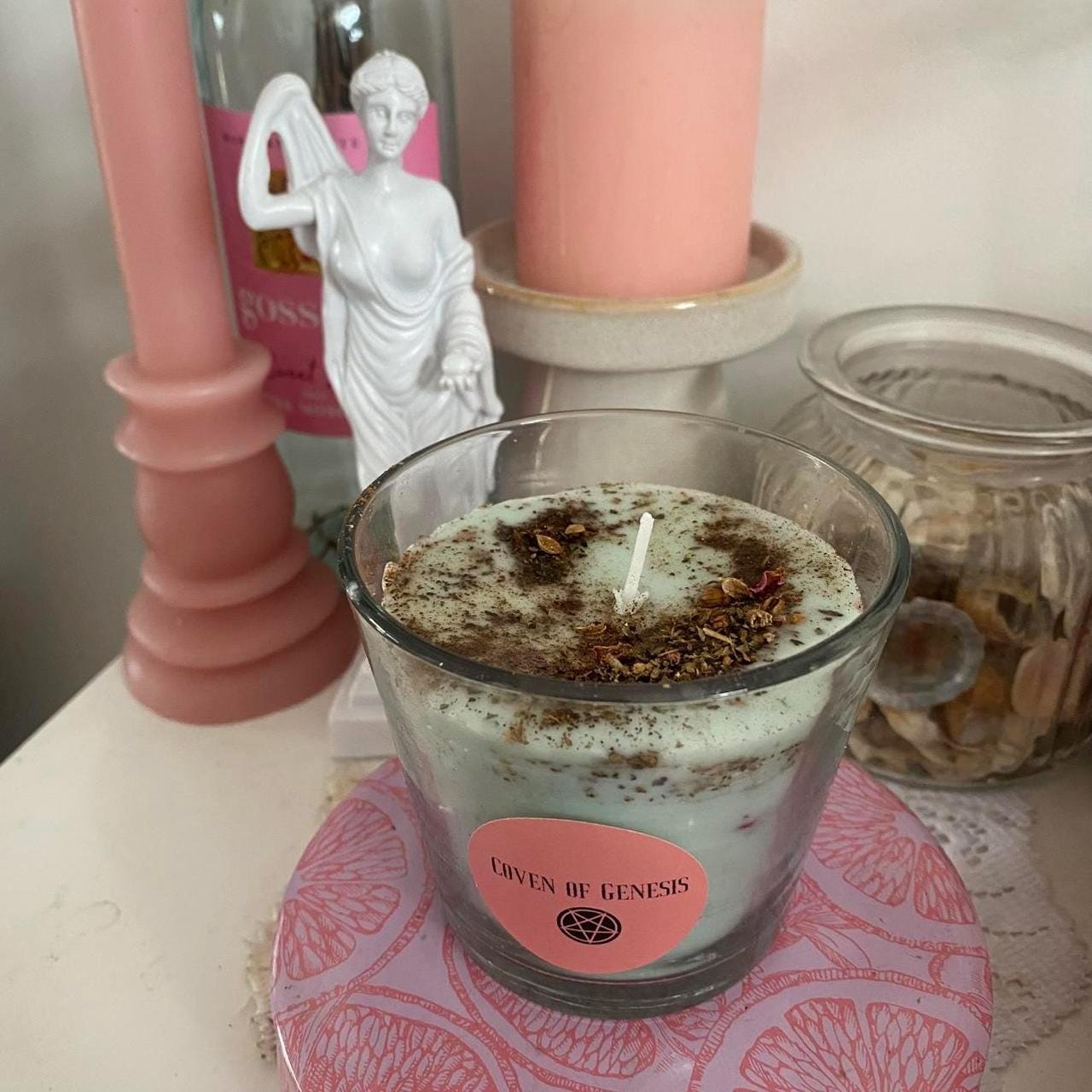 Wealth & Abundance Spell Candle, Money Manifestation Ritual, Green Prosperity Jar, Business Success Witchcraft Decor