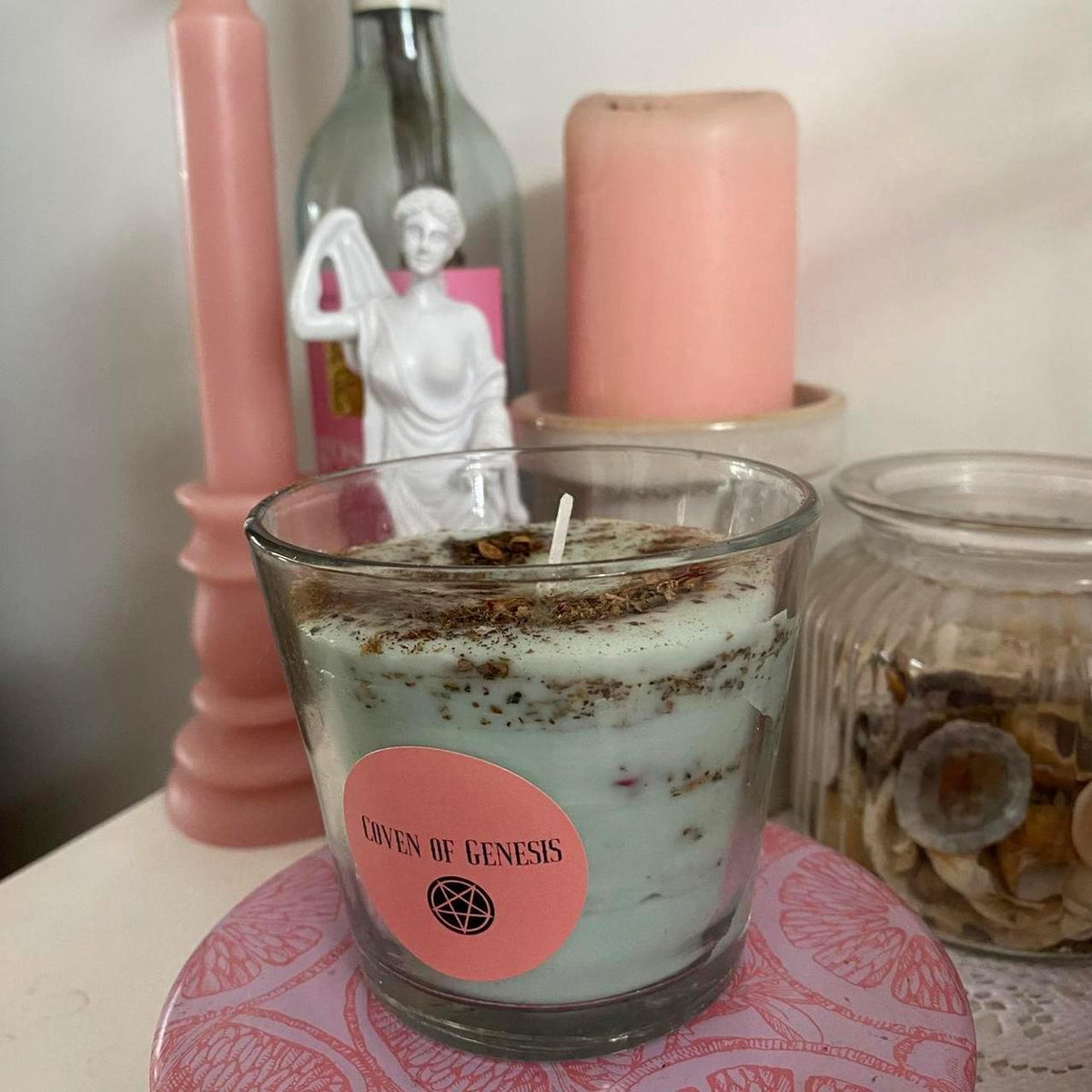 Wealth & Abundance Spell Candle, Money Manifestation Ritual, Green Prosperity Jar, Business Success Witchcraft Decor