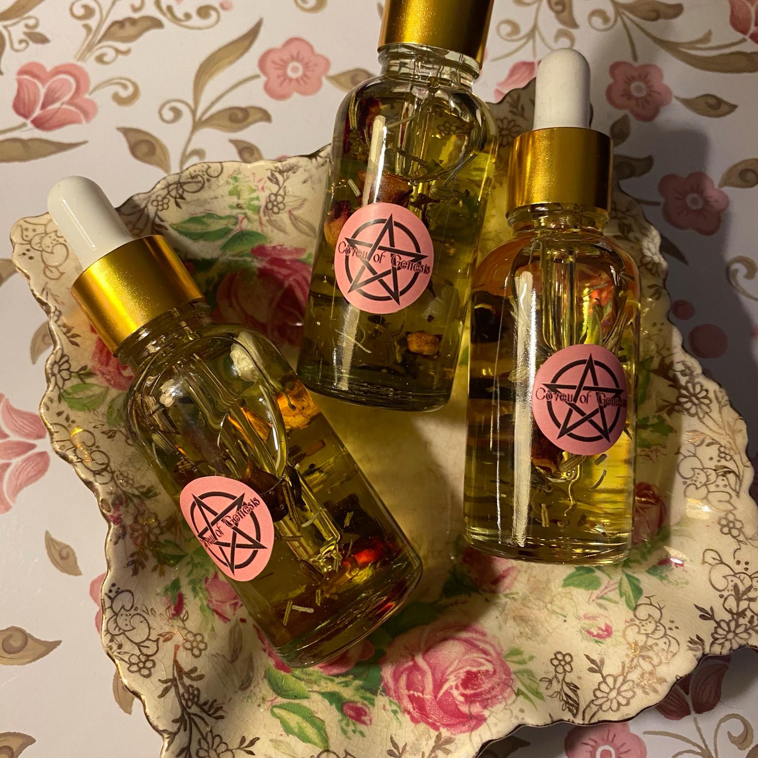 3 Handcrafted Witchcraft Oils Set, Love, Abundance, Intuition, Ritual Oil Trio, Spell Supplies Manifestation