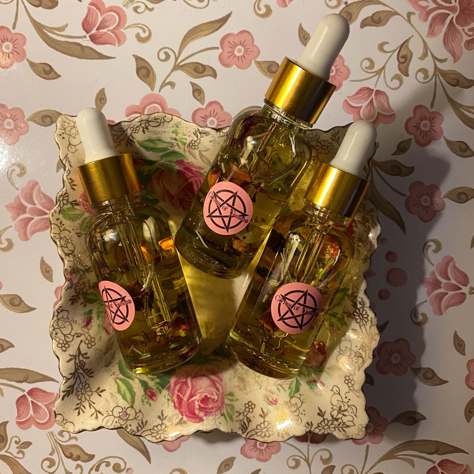 3 Handcrafted Witchcraft Oils Set, Love, Abundance, Intuition, Ritual Oil Trio, Spell Supplies Manifestation