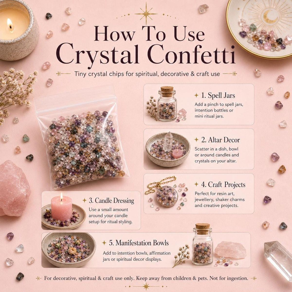 Mini Crystal Confetti Bag | Tiny Mixed Chips for Spell Jars, Crafts, Altars