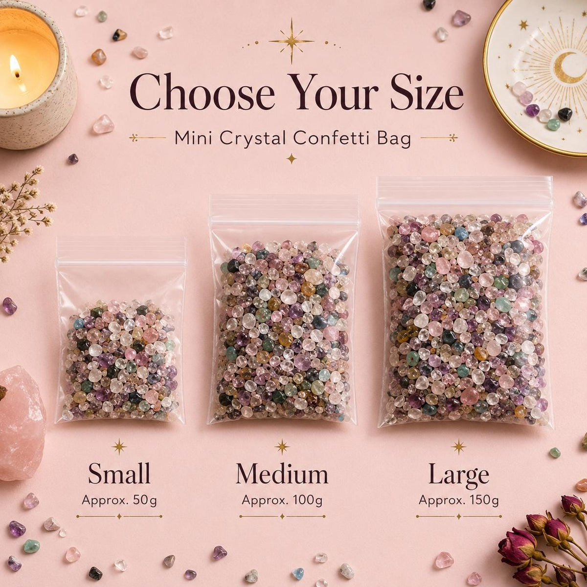 Mini Crystal Confetti Bag | Tiny Mixed Chips for Spell Jars, Crafts, Altars